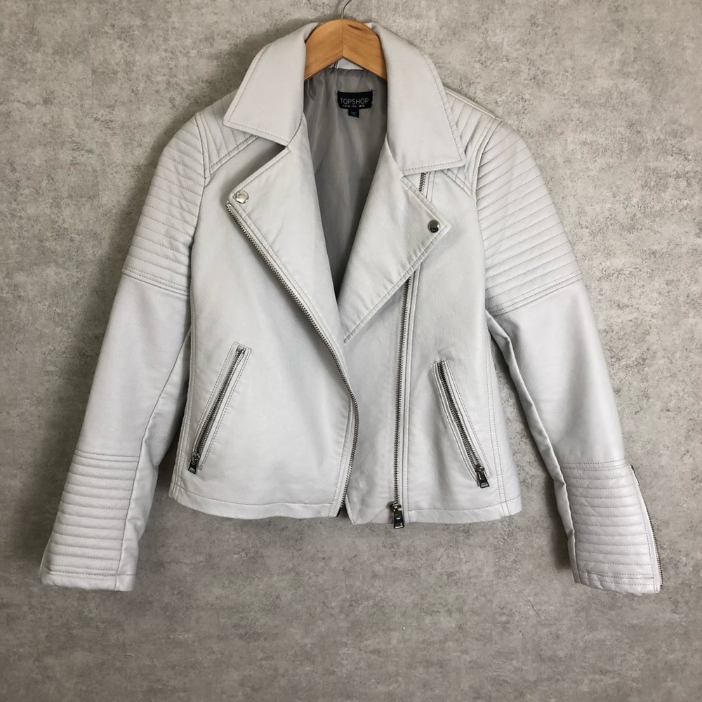 TopShop Quilted Moto Faux Vegan Leather Jacket